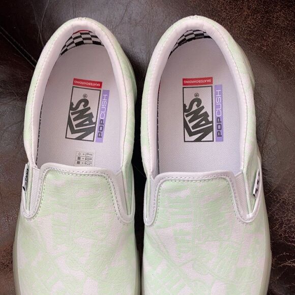 1 LEFT! 7.5 Vans Skate Slip On Glow White - Picture 3 of 11